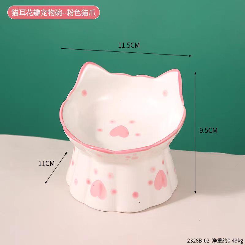 Cute Ceramic Cat Bowl,Tall Neck Protection,Anti-knock,Leak-proof Oblique Mouth,Anti-black Chin Cat Dog Food Basin,Pet Supplies