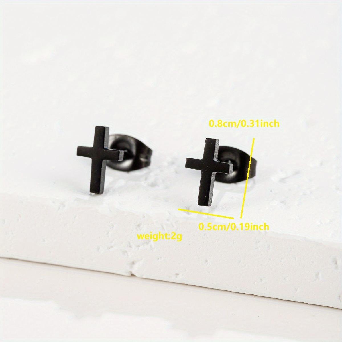 

Унісекс Мінімалістичний Набір Сережок-Хрестиків з Нержавіючої Сталі Різних Кольорів для Чоловіків і Жінок чорний