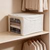 Long Narrow Fabric Storage Box with Visual Window for Clothes - Home Organizer with Steel Frame, Large Capacity