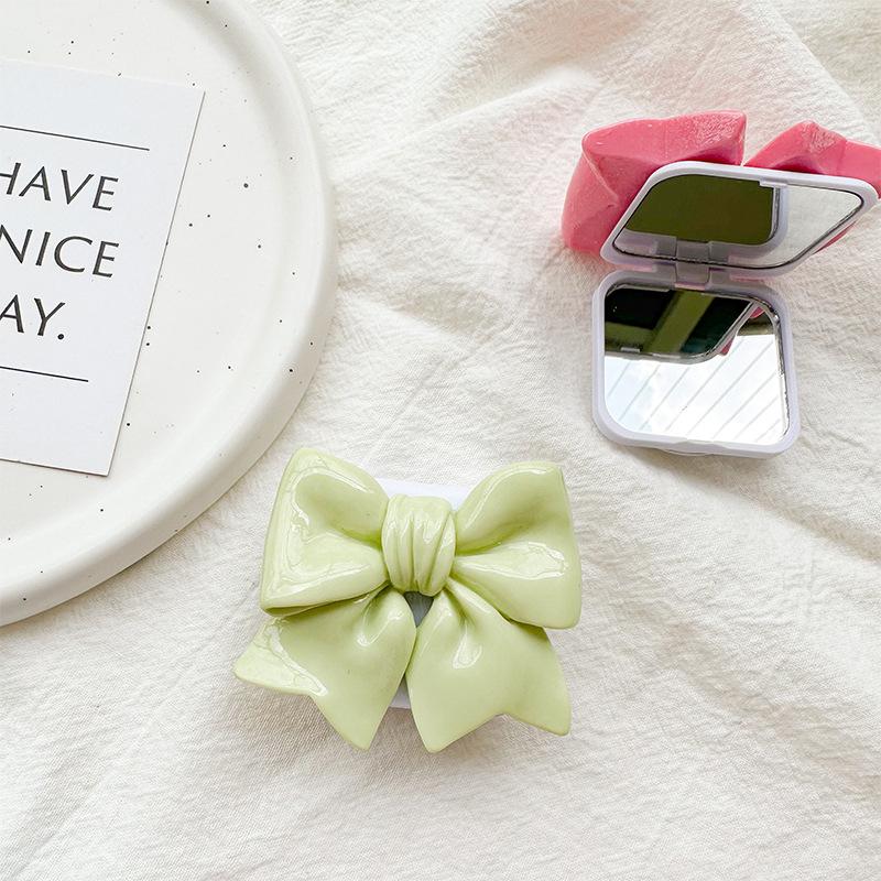 Solid Color Three-Dimensional Bow Wind Mobile Phone Case Mirror Sticker Desktop Airbag Bracket Back Sticker Retractable Small Fresh