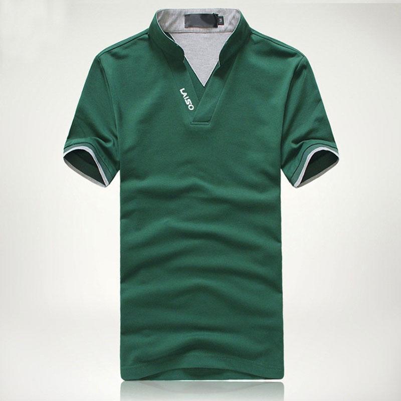 Fashion V Mens Neck Short Sleeve T Shirts Polo Shirt Mens Clothing Tops
