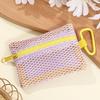 Transparent Mesh Makeup Bag Stylish Portable Cosmetic Pouch With Zipper Flat Design For Toiletries And Makeup Storage