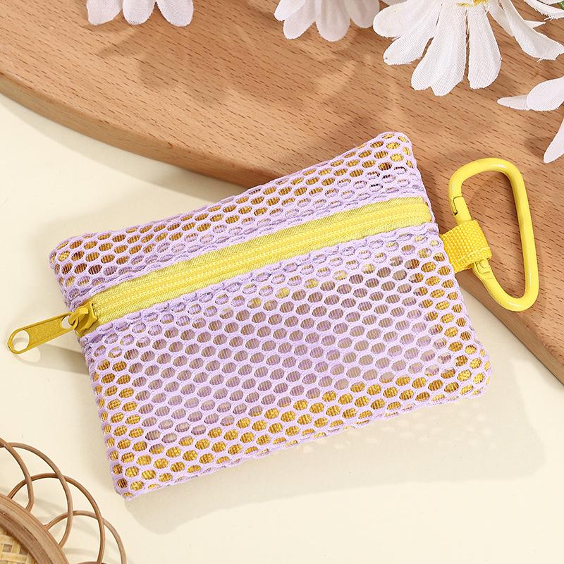 Transparent Mesh Makeup Bag Stylish Portable Cosmetic Pouch With Zipper Flat Design For Toiletries And Makeup Storage