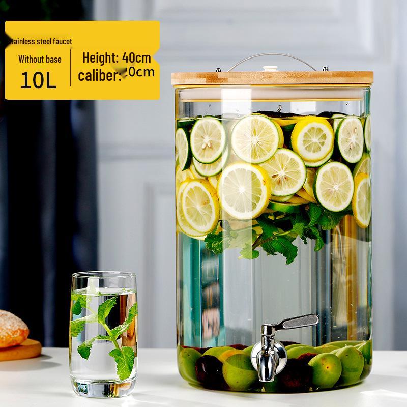 Large Capacity Glass Beverage Dispenser with Faucet for Cold Drinks and Fruit Tea