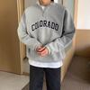 Men's Trendy Half-Zip Sweatshirt: Letter-Printed, Loose-Fit, Long-Sleeved Korean-Style Jacket for Spring and Autumn.