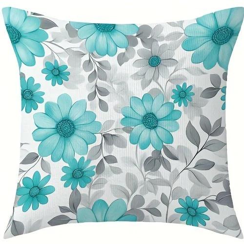 Blue and white decorative pillowcase, ultra-soft polyester material living room sofa backrest car pillowcase home decoration