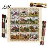 Farmhouse Style Embroidery Decor 12-Month Cross Stitch Kit DIY Four Seasons Seasonal Gift Idea for Enthusiasts Stamped Stitching Craft Set Beginners,