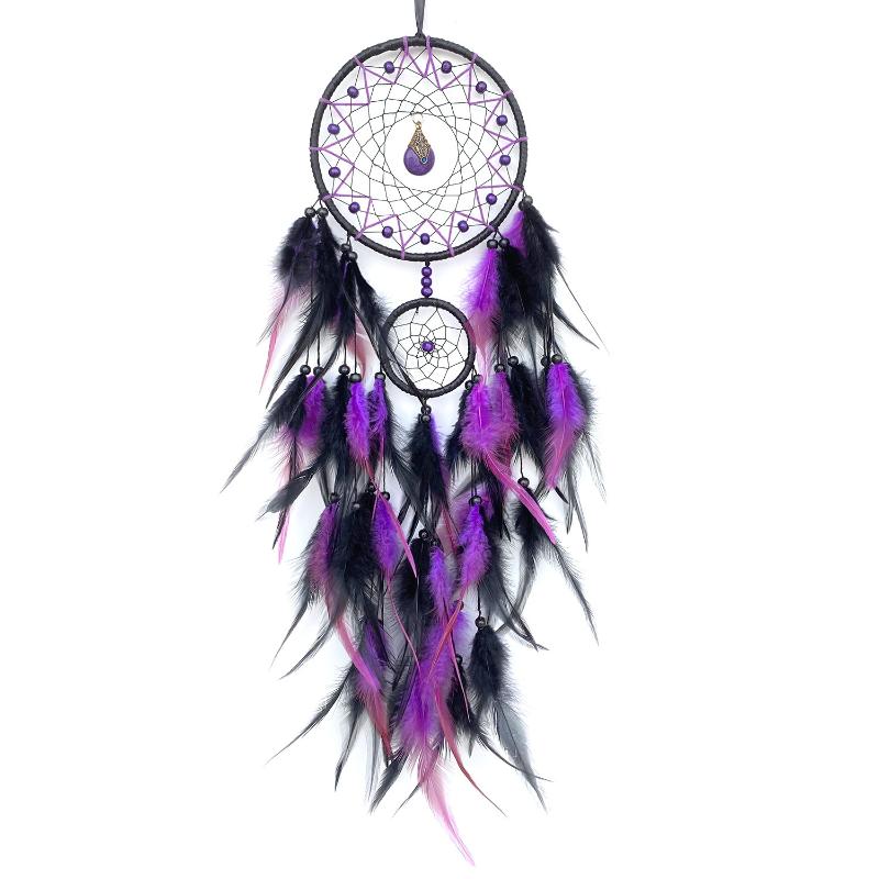 Hand-woven Dreamcatcher Wind Chimes, Adorned With Artificial Feathers And Crystals, Exquisite Wall Decoration