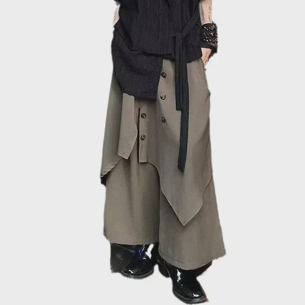 High-Grade Yamamoto-Style Irregular Buttoned Culottes for Men and Women