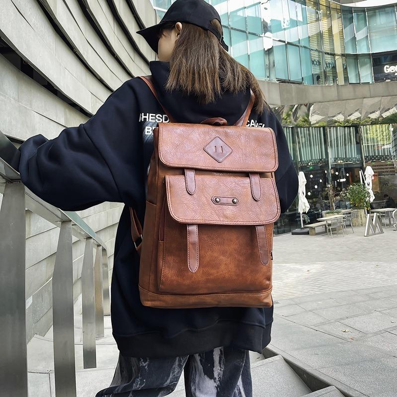New Soft Leather Business Commuter Backpack Large Capacity Computer Schoolbag Versatile College Style Backpack