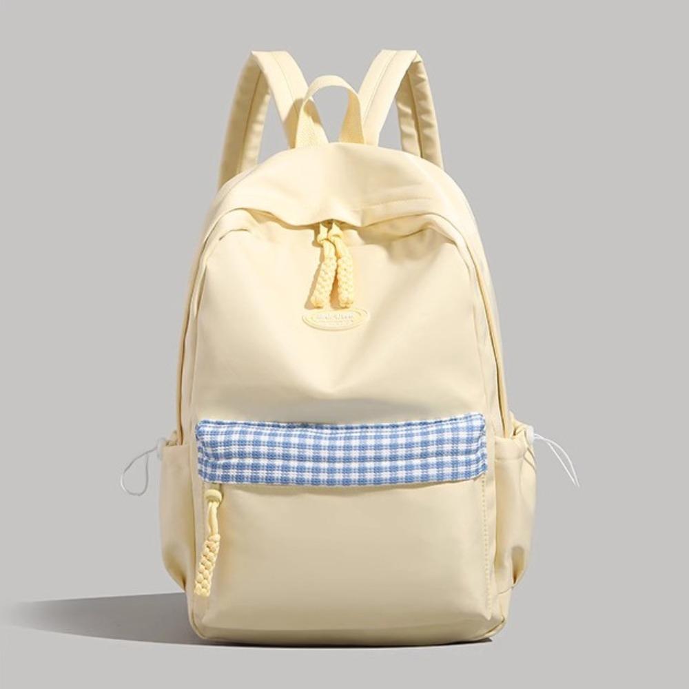 Solid color high-value backpack women's summer new large-capacity Korean versatile junior high school student schoolbag