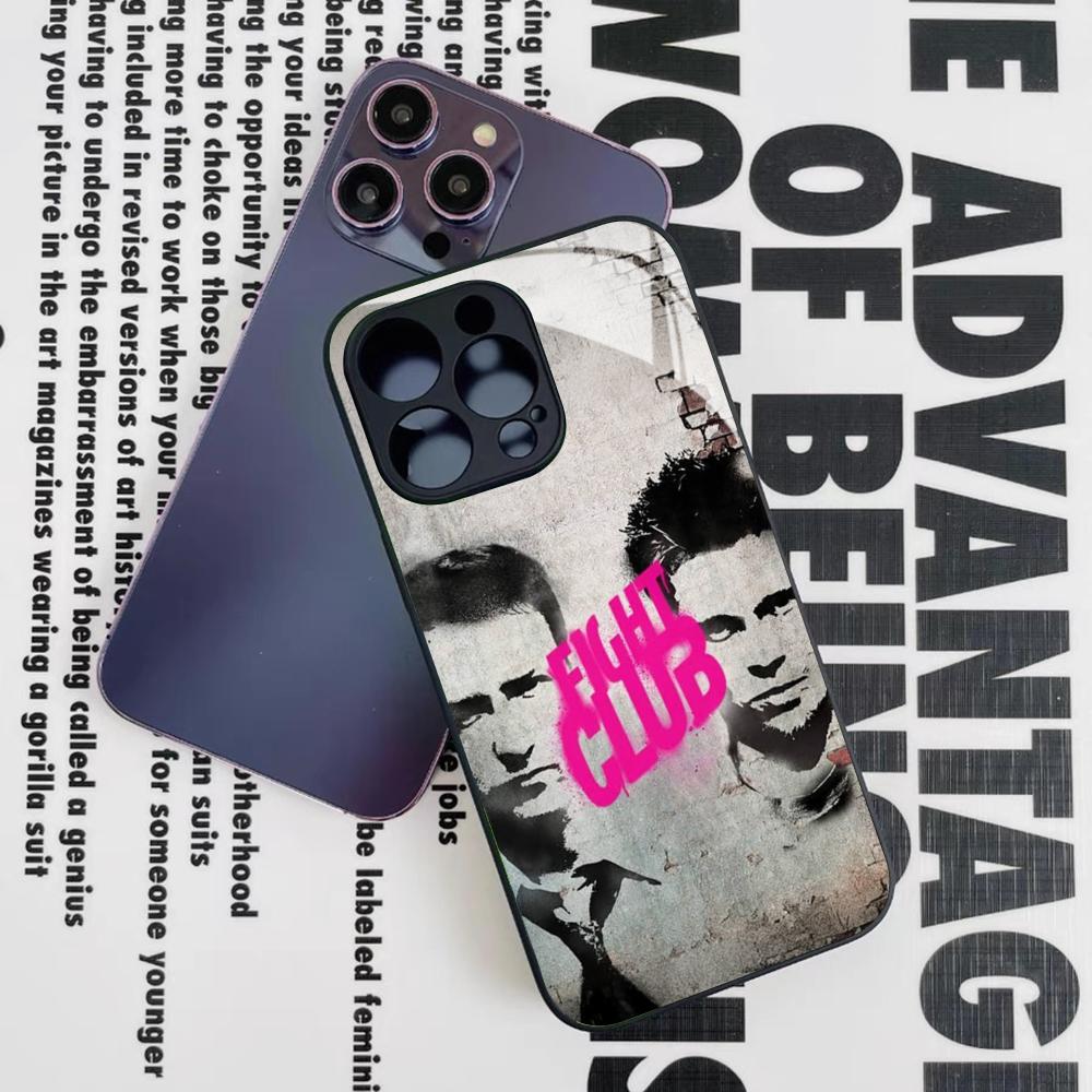 Fight Club Movie Phone Case for Iphone 17 16 15 14 12 11 13 Pro Max Mini X Air Puls Black Glass Cover