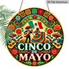2D Flat, 1pc Round Aluminum Sign, "Vintage Metal Plaque for Cinco De Mayo Celebration", Mexican-style Cinco De Mayo Party Decor Sign, Suitable for