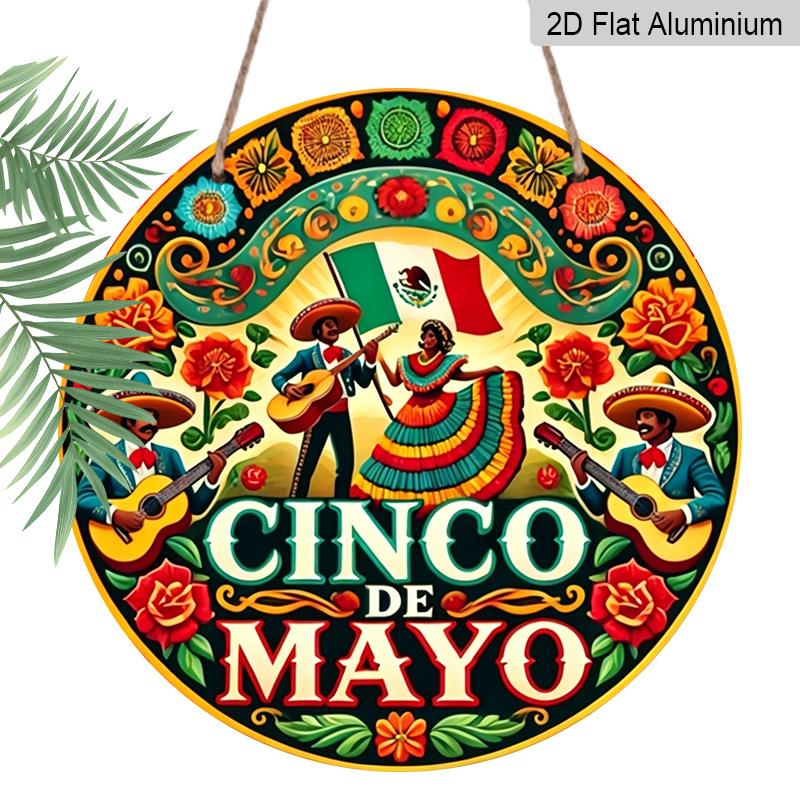 

2D Flat, 1pc Round Aluminum Sign, Vintage Metal Plaque for Cinco De Mayo Celebration , Mexican-style Cinco De Mayo Party Decor Sign, Suitable for 7.87*7.87in