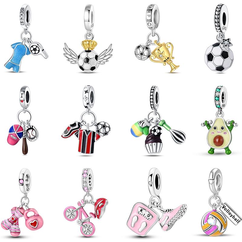 Sports Series Copper Football Badminton Boxing Yoga Ballet Charms Beads 3Mm Diy Fine Jewelry