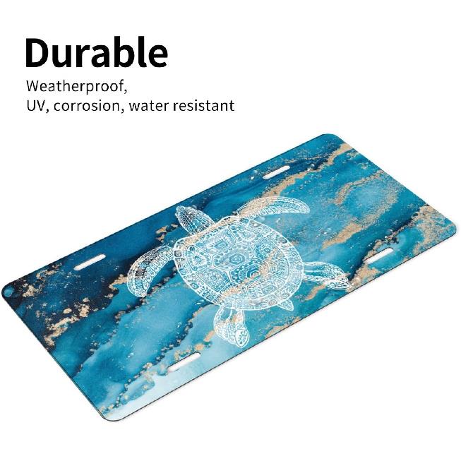 Sea Turtle Marble Front License Plate for Women Car Vanity Plates Decorative Aluminum Metal Cute Novelty License Plate Cover for Men 6x12 Inch (4