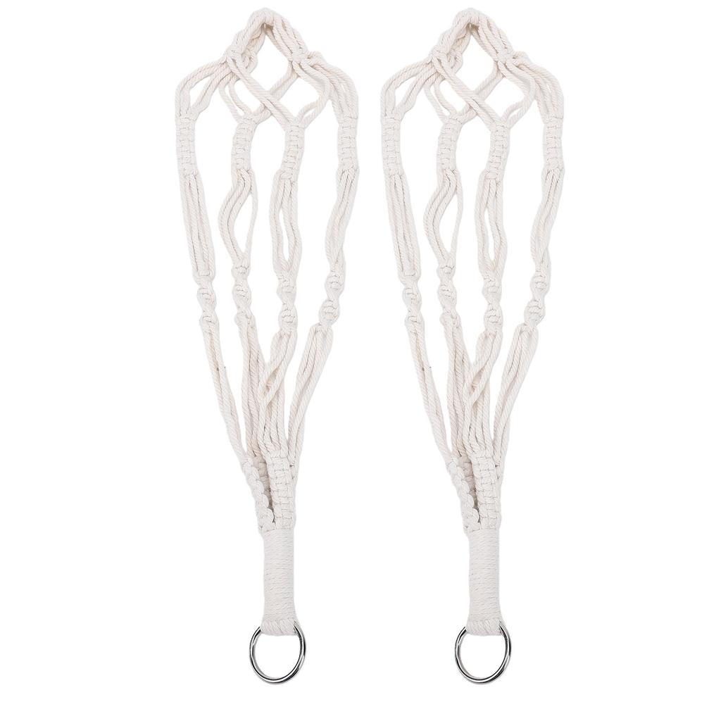 2PCS Woven Plant Hanger 21.65 Inch Boho Hanging Planter Holder Cotton Rope with Metal Hooks