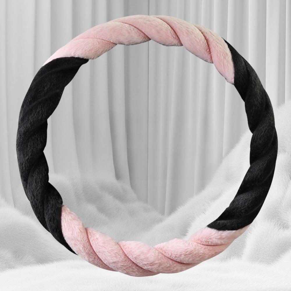 Car Steering Wheel Cover, D-Shaped, O-Shaped, Comfortable Winter Steering Wheel Cover - Fits 15.0inch, Anti-Slip Grip, Soft and Warm,