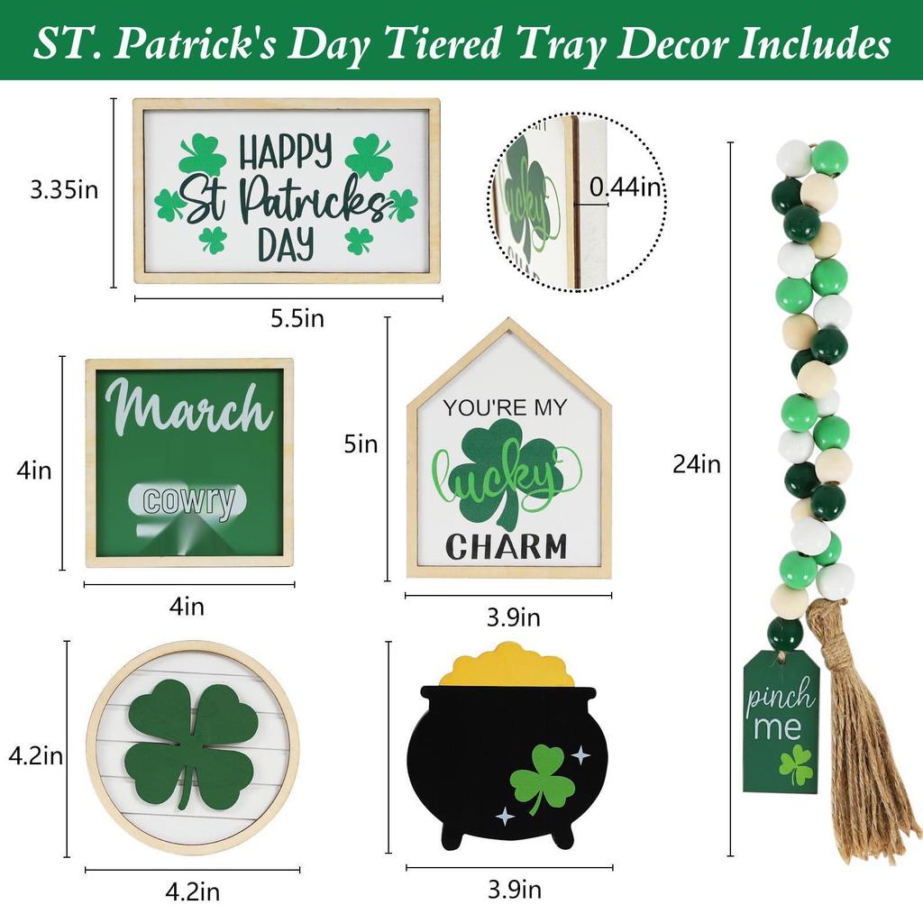 St. Patrick's Day Lucky Clover Wooden Sign Ornament