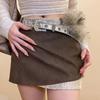 Punk Leather Fur Belt Spicy Girl Style Y2K Plush Waist Belt Fashion Furry Waistband  Female/Girls