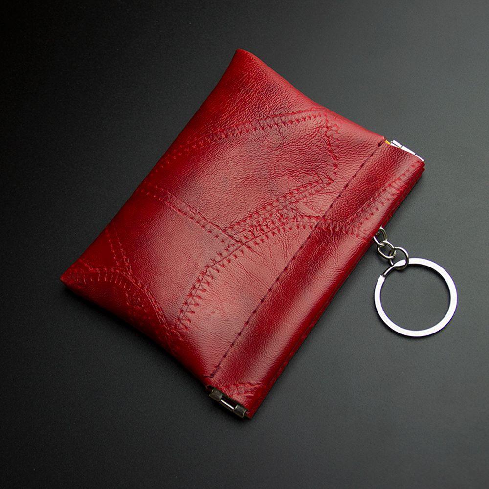 Money Change Bag Snake Texture Brown Men Wallets with Keyring PU Leather Card Holders Coin Purse