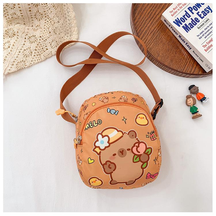 Cartoon Printed Capybara Shoulder Bag Children Outdoor Leisure Crossbody Bag