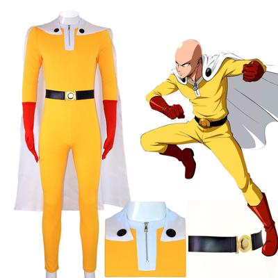 Anime ONE PUNCH-MAN Superheld Saitama Cosplay Neutral Halloween Karneval Overall Outfits mit Mantel Lange Mantel Anzug