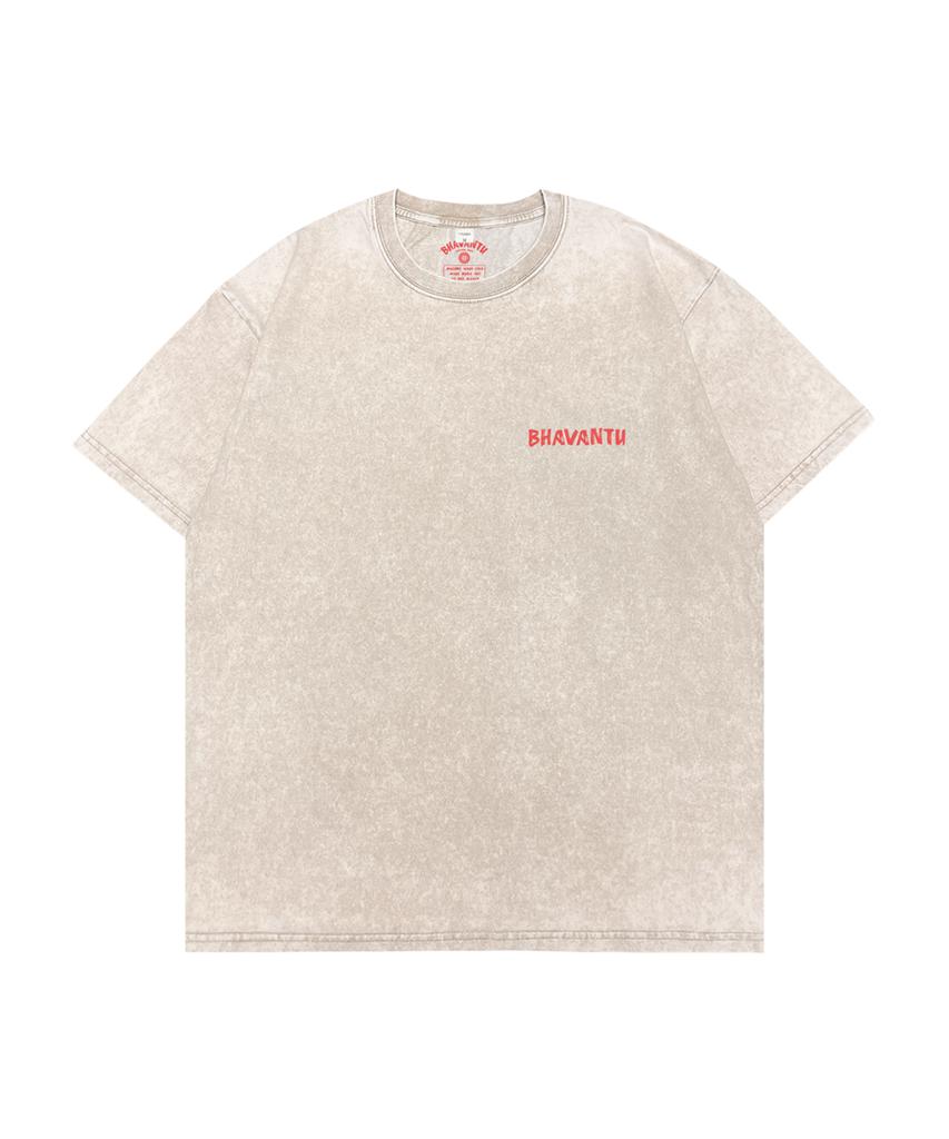 BHAVANTU Energy Flows Where Intention Goes Pigment T-Shirt (Vintage Beige / Vintage Dark Gray)