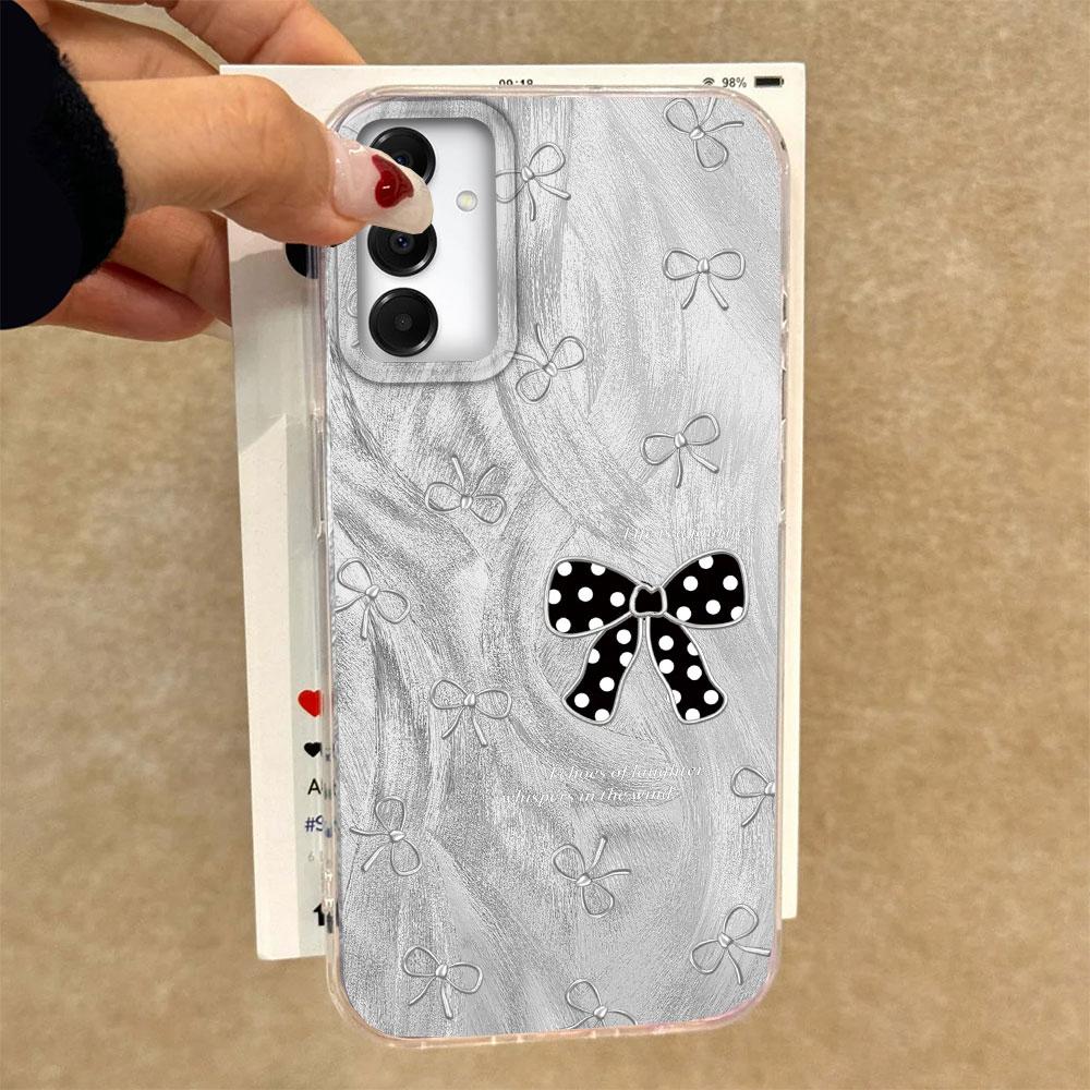 Green Love Heart Bow Feather Texture Phone Case for Samsung Galaxy A55 A56 A36 A26 A16 A53 A06 A14 A24 A34 A54 A15 A25 A35 Cover