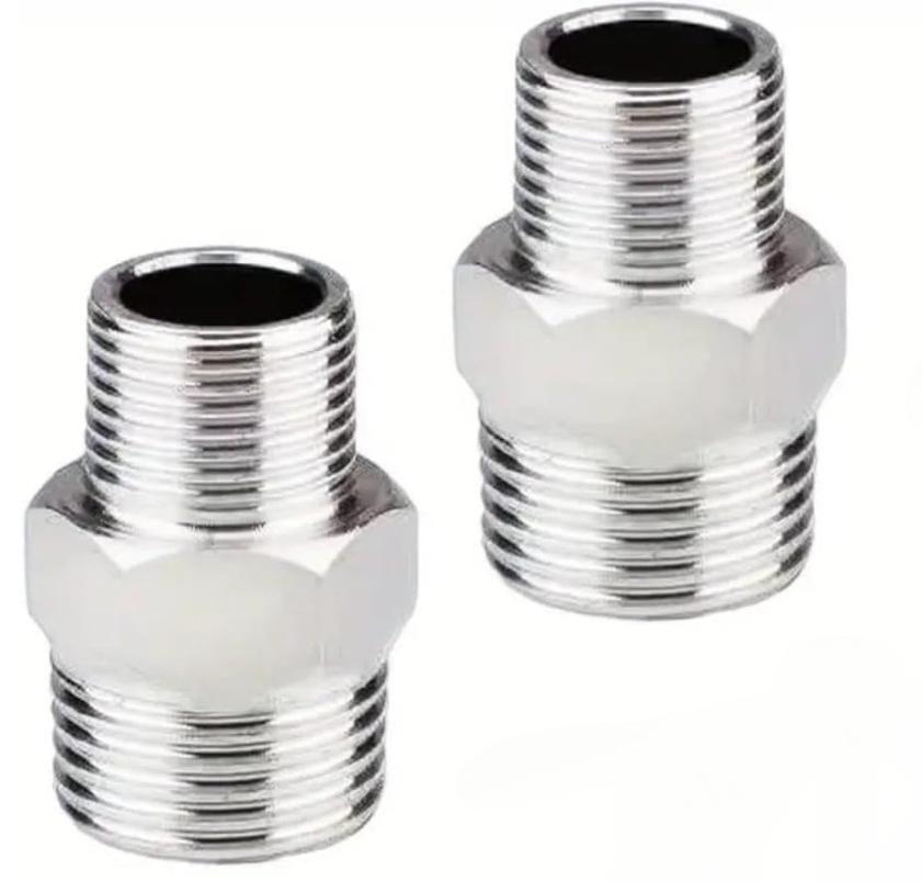 

2 Pc Shower Hose Connector, Male To Female Threaded Adapter & Reducing Nipple, Universal Water Pipe Plumbing Fittings