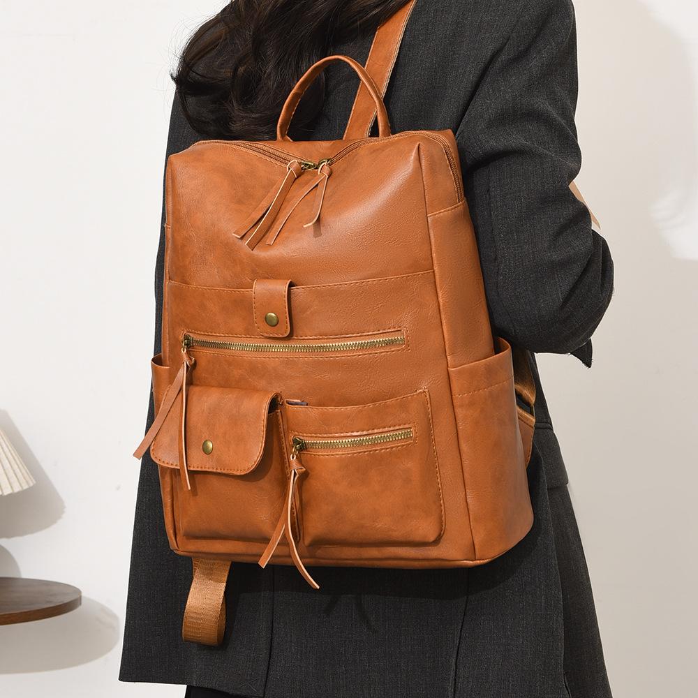 Schoolbag Women's Backpack Multi-pocket 1011 New PU Business Bag Commuter Multifunctional Backpack Portable Oblique Span Bag