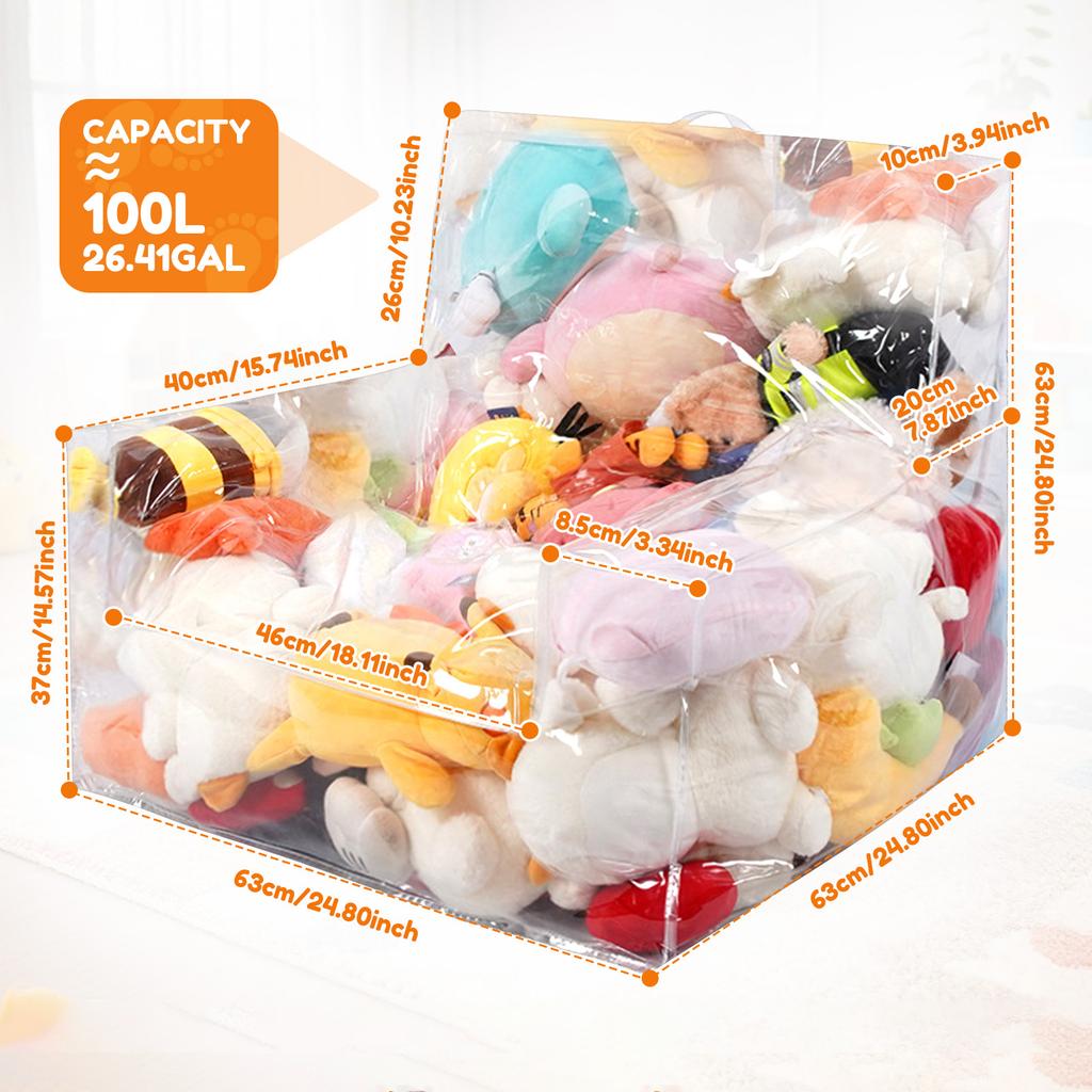 Clear Plush Toys Chair Cover Children Stuffed Animal Bean Doll Storage Bag Seat Extra Large Organizing with Zipper