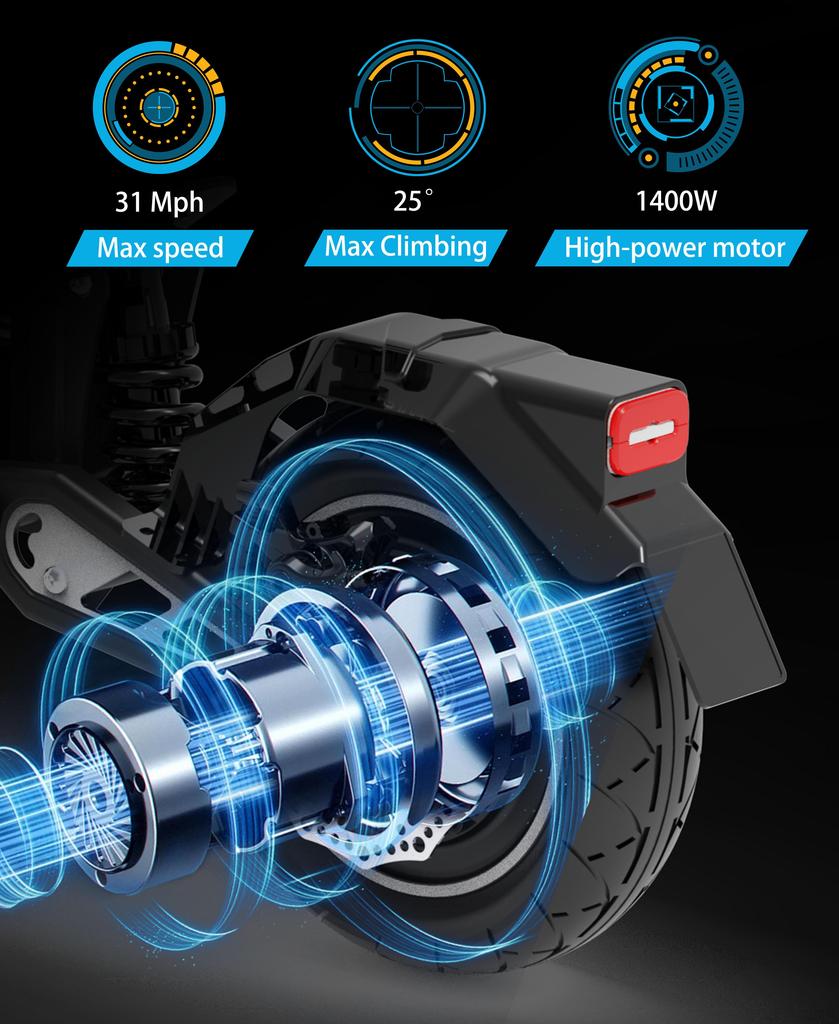 DriveTron DT10 Electric Scooter: 48V 15.6Ah Battery, 50km/h, 55km Range, 1000W Motor, NFC Start, Foldable