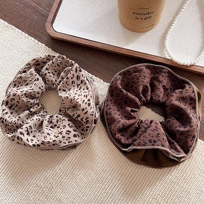 Herbst und Winter Leopardendruck Falten Große Darm Haargummi Damen 2026 Neu Hinterkopf Ballkopf Scheibe Haarseil Haaraccessoires