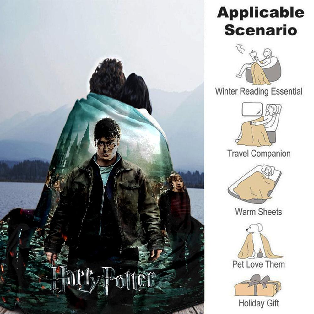 1pc Harry Potter Flannel Blanket Soft Warm Throw for Home, Office, Travel, All-Season Cozy Bedding GiftL1286