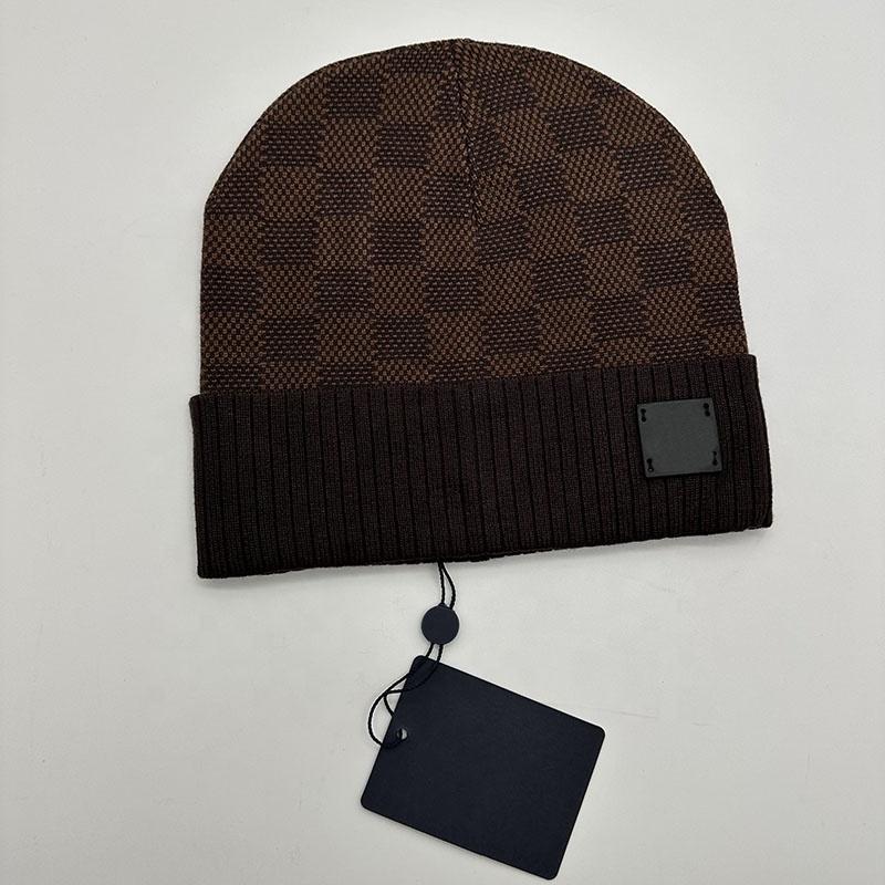 Luxuriöse Designer Winter Outdoor Warme Skimütze Amerikanisches Kalt Gestrickt Langlebig Gemeinsames Karomuster Spandex/Baumwolle Unisex Kalt