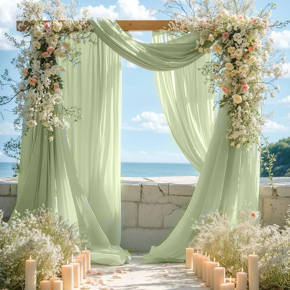Runtowo Wedding Arch Chiffon Sheer Drapes ,Wedding Arch Backdrop, Wedding Ceremony Party Background Decor Babay Shower