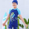 2026 Kids' Quick-Dry Short Sleeve Swimwear: Customizable Cartoon Boys' Sun-Protection Swimsuit