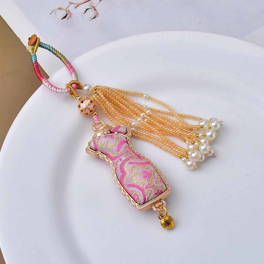 Handmade Song Brocade Qipao Bag Charm & Tassel Pendant Lanyard - Intangible Cultural Heritage