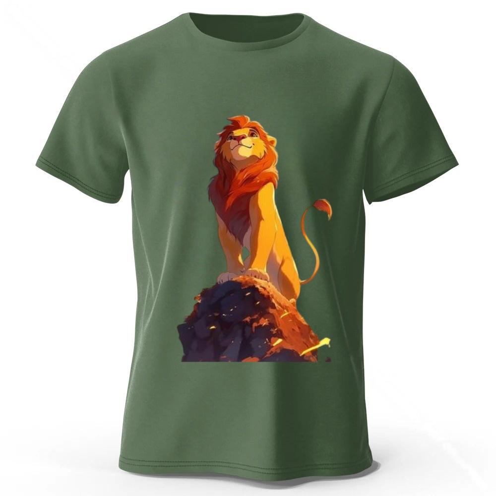 Durable Lion King Simba Highquality Pure Cotton Tshirt for Men Daily Leisure Running Fitness Short Sleeved Quick Drying Design