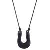 Vintage Red Black Enamel U-Shaped Pendant Necklace for Women Fashion Adjustable Long Leather Rope Sweater Chain Jewelry Gift