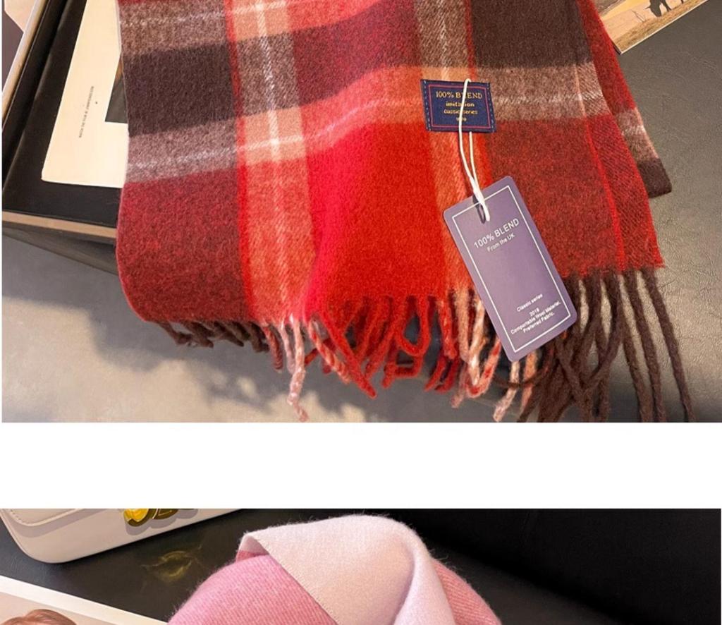 Women's Classic British Style Black & White Plaid Scarf, Winter Imitation Cashmere Shawl, Dual-Use Chessboard Design for Couples