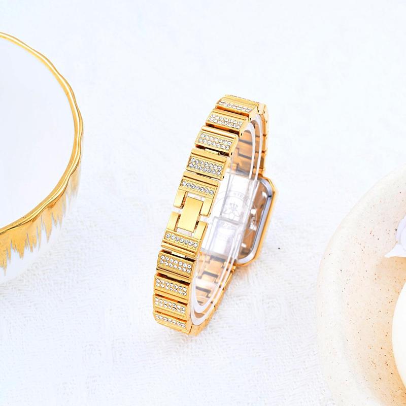 Fashion Womens Diamond Bracelet Watches Square Dial Waterproof Quartz Watch for Ladies