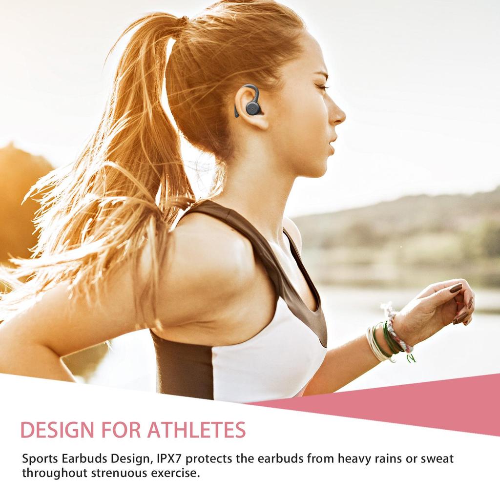 New IPX7 Waterproof Over-Ear Bluetooth 5.3 True Wireless Sports Earphones