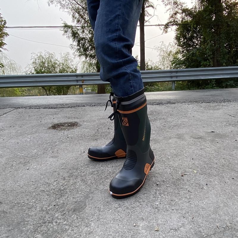 Men's High-Top Steel-Toe Puncture-Proof Rubber Rain Boots – All-Season, Anti-Smash, Soft Protective Footwear