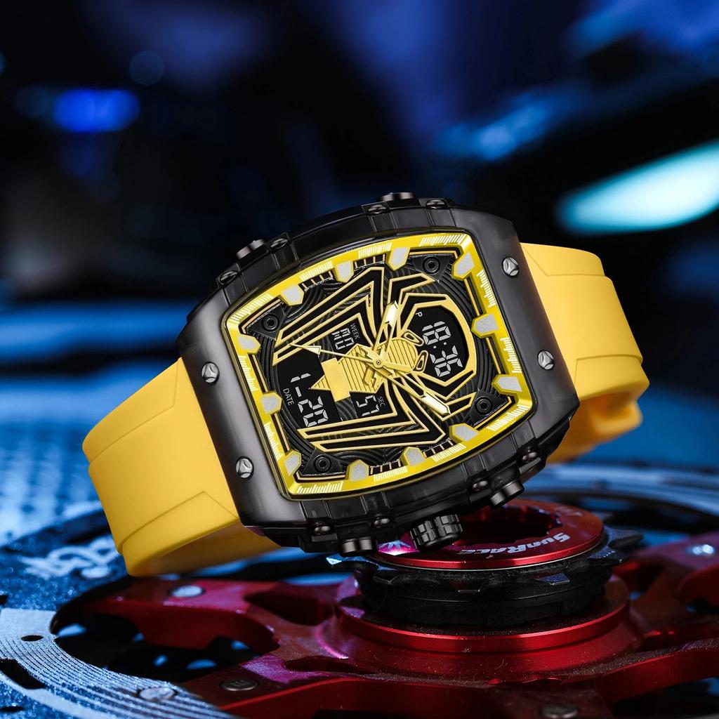 Men Watch Rectangle Sport Watches Digital Dual Time Watches Waterproof Electronic WristWatches