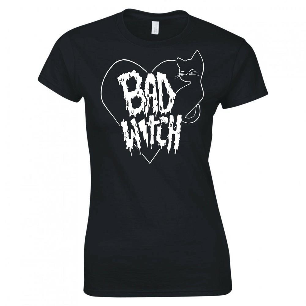 Funny Goth Bad Witch Ladies Skinny Fit Tshirt