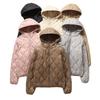 Nuova giacca imbottita corta con cappuccio e zip per autunno e inverno, leggera e sottile, da donna, casual, versatile, capospalla, piuma d'anatra piccola