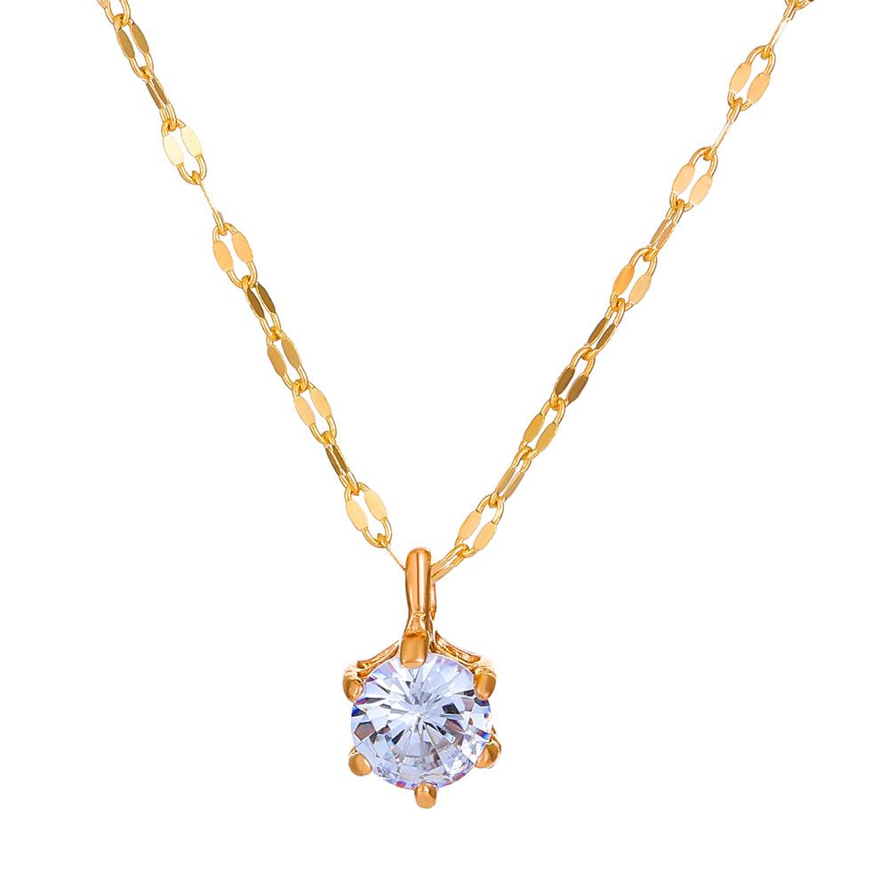 Tiny Single Zircon Pendant Necklace, Minimalist INS Style Clavicle Chain for Women