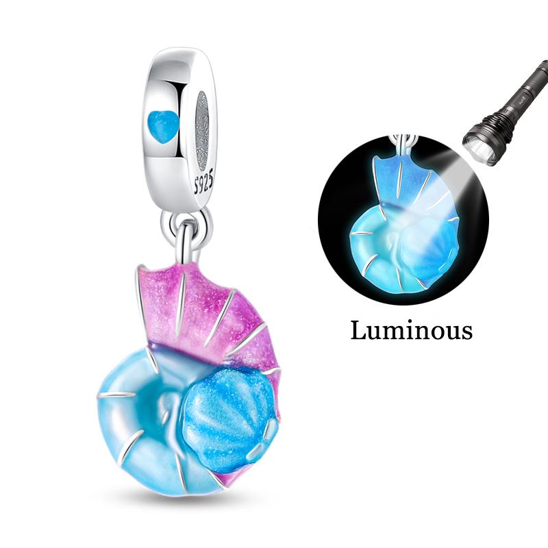 925 Silver Luminous Blue Ocean Series Octopus Starfish Charms Beads For Women Fit Bracelet DIY Jewelry Gifts